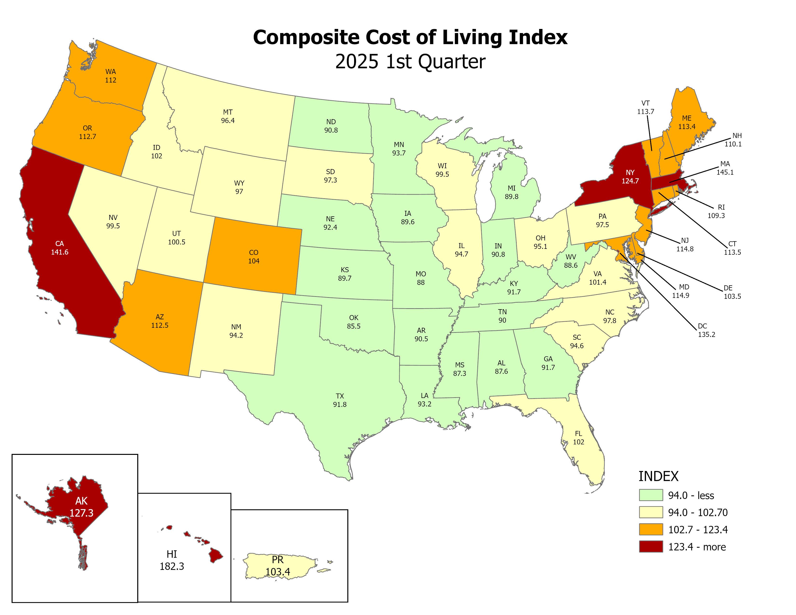 Cost of Living for Selected Missouri Cities Q1 2025 JPG Image
