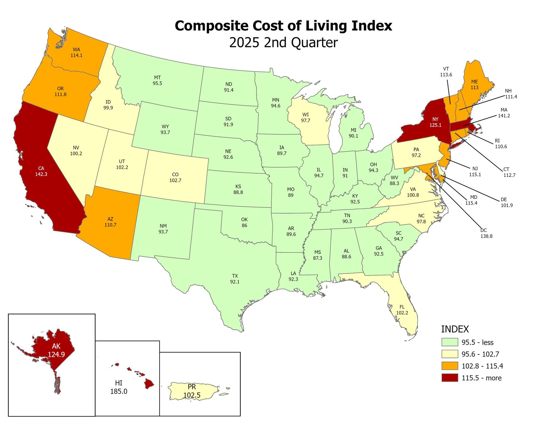 Cost of Living for Selected Missouri Cities Q2 2025 JPG Image